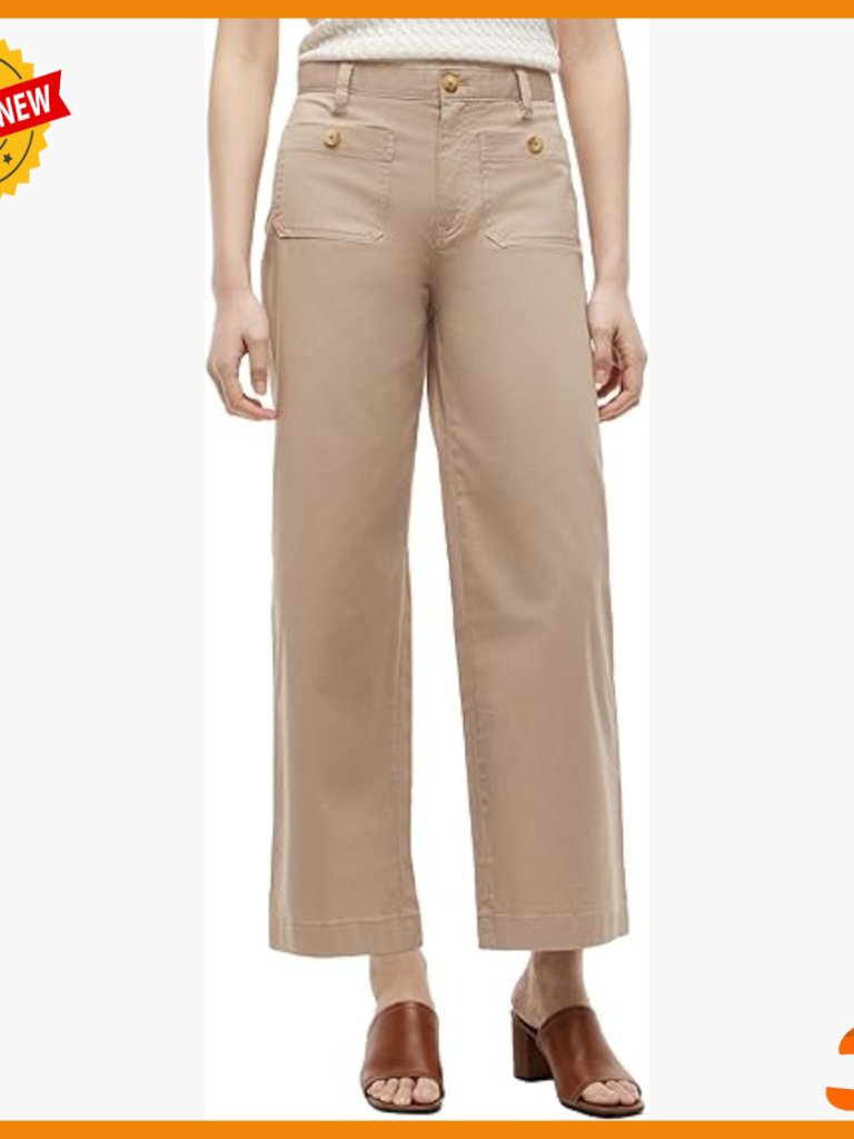 Women's Straight Leg Chino Pants Mid Rise Ankle Length Stretch Cotton
